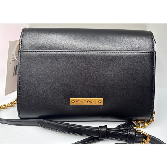 NWT Betsey Johnson Black XO Sybil Crossbody Clutch Gold/Bronze Black Chain Strap - Picture 7 of 15